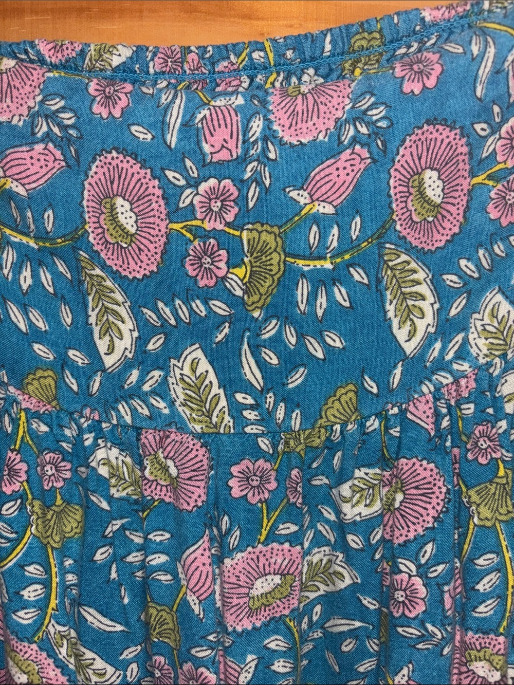 NATURAL LIFE Teal Maxi Skirt with Pink Floral Print - Picture 2 of 4